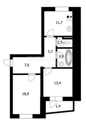 Продажа 2-комнатной квартиры 64,7 м², 3/9 этаж