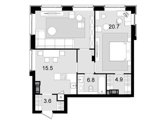 72,3 м², 2-комн. квартира, 45/47 этаж