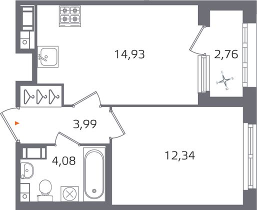 Продажа 1-комнатной квартиры 36,7 м², 4/17 этаж