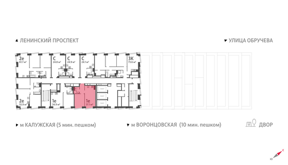 Продажа 1-комнатной квартиры 37,1 м², 39/58 этаж