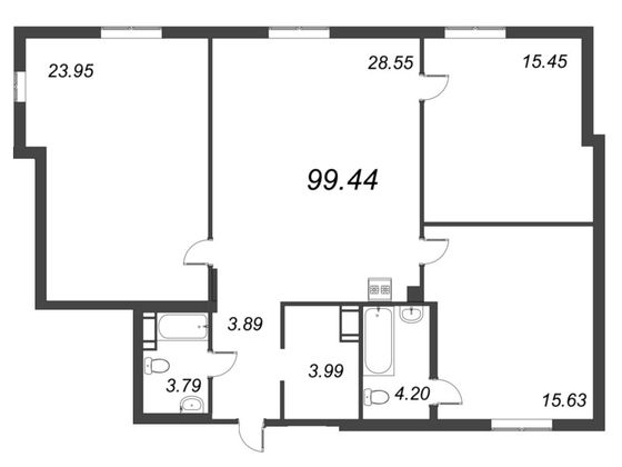 99,4 м², 4-комн. квартира, 4/10 этаж