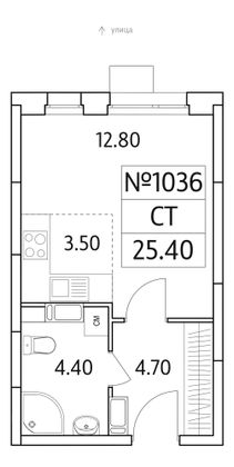 25,4 м², студия, 11/25 этаж