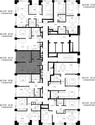 Продажа 1-комнатной квартиры 40,2 м², 13/27 этаж