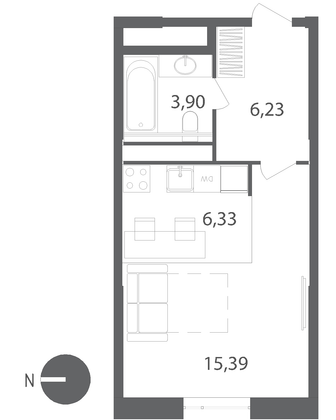 Продажа квартиры-студии 31,9 м², 17/22 этаж