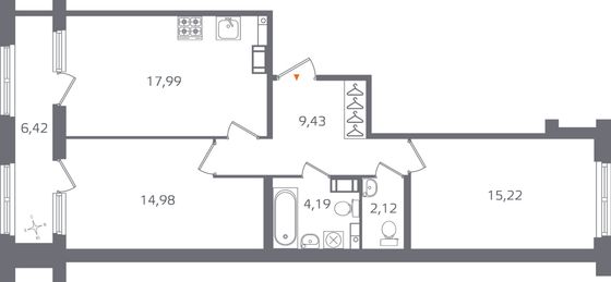 Продажа 2-комнатной квартиры 67,1 м², 5/17 этаж