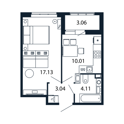 Продажа 1-комнатной квартиры 35 м², 11/13 этаж