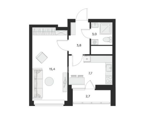 Продажа 1-комнатной квартиры 31 м², 21/25 этаж