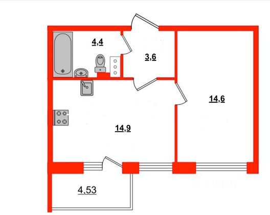Продажа 1-комнатной квартиры 37,5 м², 5/14 этаж