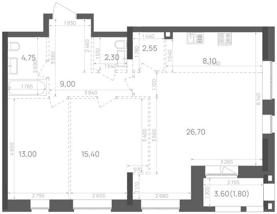 83,6 м², 2-комн. квартира, 17/24 этаж