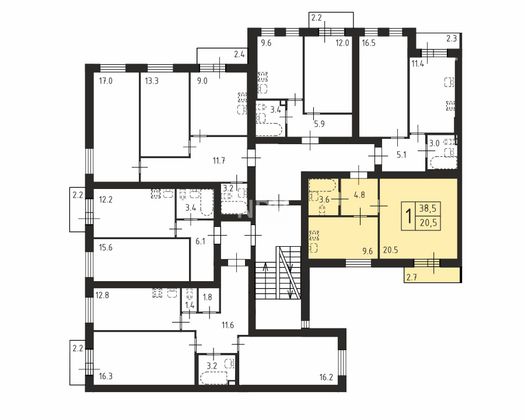 Продажа 1-комнатной квартиры 38,5 м², 4/4 этаж