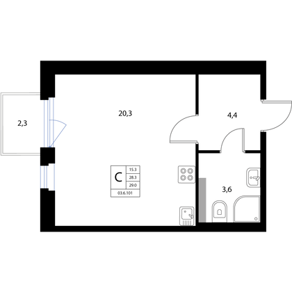 Продажа квартиры-студии 29 м², 3/3 этаж