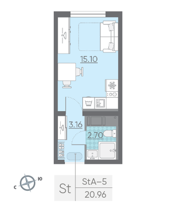 Продажа квартиры-студии 21 м², 25/25 этаж