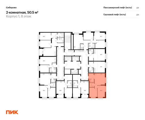 Продажа 2-комнатной квартиры 50,5 м², 8/24 этаж