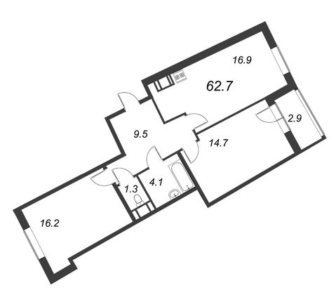 Продажа 3-комнатной квартиры 61,9 м², 10/20 этаж