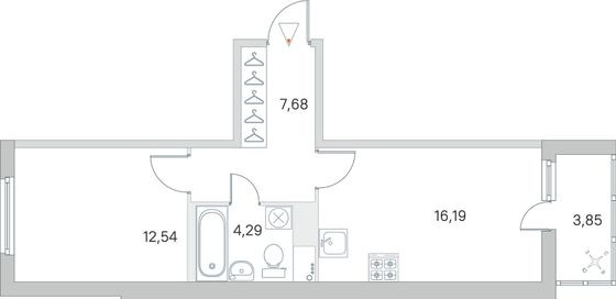 Продажа 1-комнатной квартиры 42,6 м², 5/8 этаж