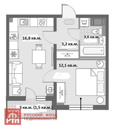 Продажа 1-комнатной квартиры 37,2 м², 23/22 этаж