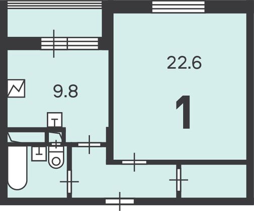 Продажа 1-комнатной квартиры 43,4 м², 6/16 этаж