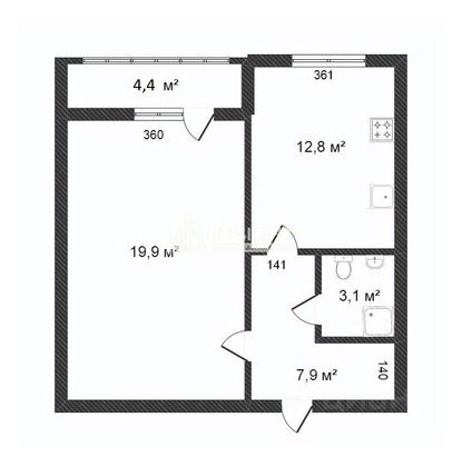 Продажа 1-комнатной квартиры 43,7 м², 4/9 этаж