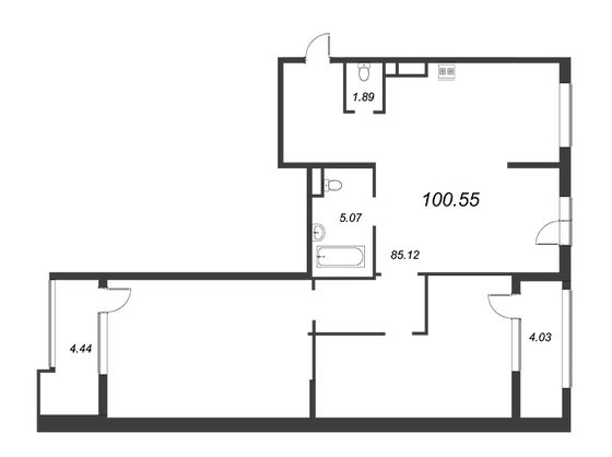 100,6 м², 4-комн. квартира, 8/8 этаж