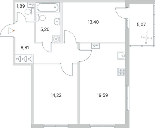 Продажа 2-комнатной квартиры 65,7 м², 1/4 этаж