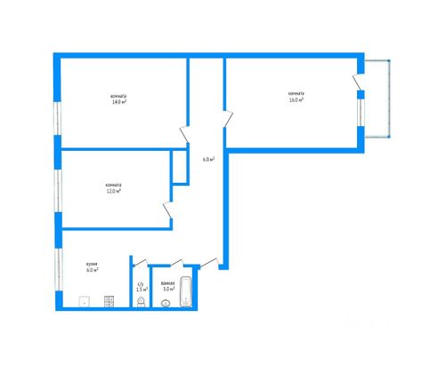 Продажа 3-комнатной квартиры 58,8 м², 2/9 этаж