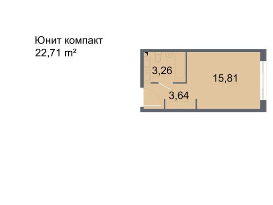 22,9 м², студия, 22/24 этаж