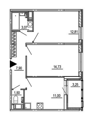 Аренда 2-комнатной квартиры 51 м², 7/12 этаж