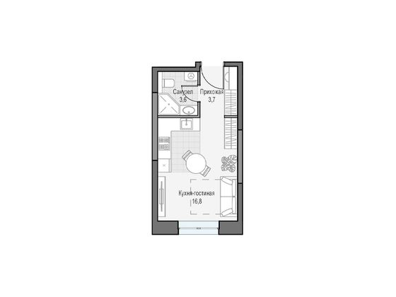 Продажа квартиры-студии 24,8 м², 3/21 этаж
