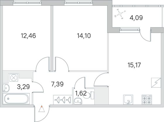 Продажа 2-комнатной квартиры 56,1 м², 5/5 этаж