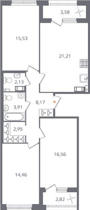 Продажа 3-комнатной квартиры 88,1 м², 4/16 этаж