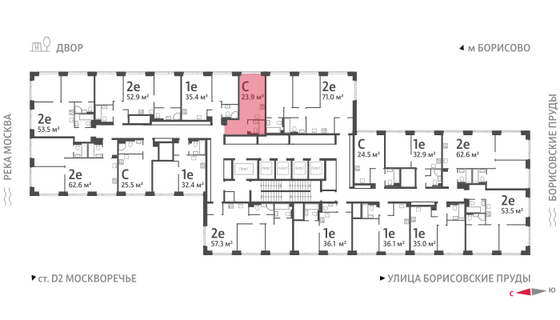 Продажа квартиры-студии 23,9 м², 39/52 этаж