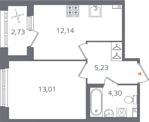 Продажа 1-комнатной квартиры 36 м², 3/16 этаж