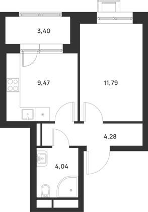 33,2 м², 1-комн. квартира, 12/29 этаж