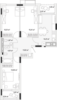 80,6 м², 3-комн. квартира, 4/7 этаж