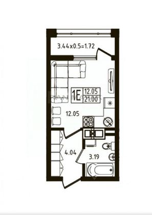 Продажа 1-комнатной квартиры 23,5 м², 5/7 этаж