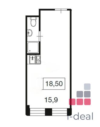 Продажа квартиры-студии 18,5 м², 8/10 этаж