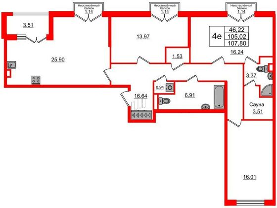 Продажа 3-комнатной квартиры 105 м², 2/4 этаж