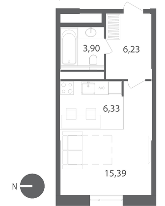 Продажа квартиры-студии 31,9 м², 11/22 этаж