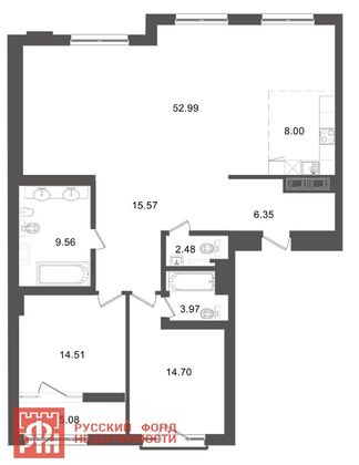 Продажа 2-комнатной квартиры 129,8 м², 6 этаж