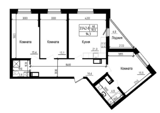 Продажа 3-комнатной квартиры 91,9 м², 6/23 этаж