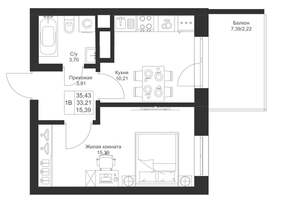 82,7 м², 3-комн. квартира, 4/4 этаж