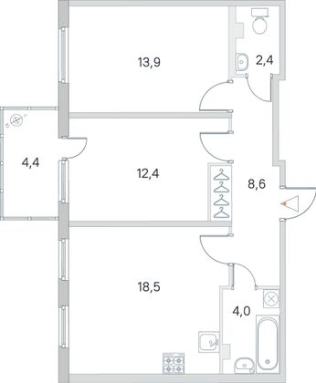 Продажа 2-комнатной квартиры 61,1 м², 1/4 этаж