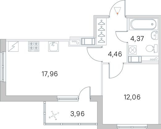 Продажа 1-комнатной квартиры 40,8 м², 2/5 этаж