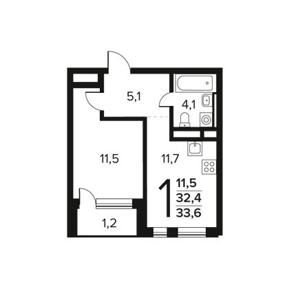 Продажа 1-комнатной квартиры 33,6 м², 6/14 этаж