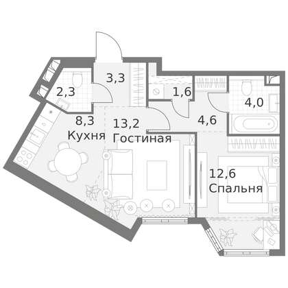 Продажа 2-комнатной квартиры 49,9 м², 29/47 этаж