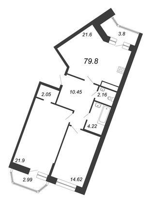 Продажа 3-комнатной квартиры 79,8 м², 5/12 этаж