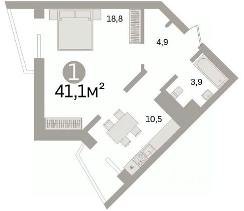 Продажа 1-комнатной квартиры 38 м², 3/17 этаж