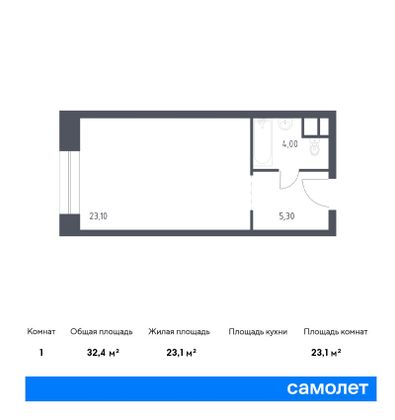 Продажа квартиры-студии 32,4 м², 8/10 этаж