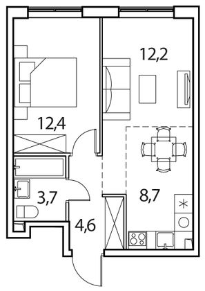 Продажа 2-комнатной квартиры 41,6 м², 16/17 этаж