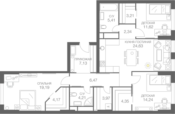 Продажа 4-комнатной квартиры 111,8 м², 12/41 этаж